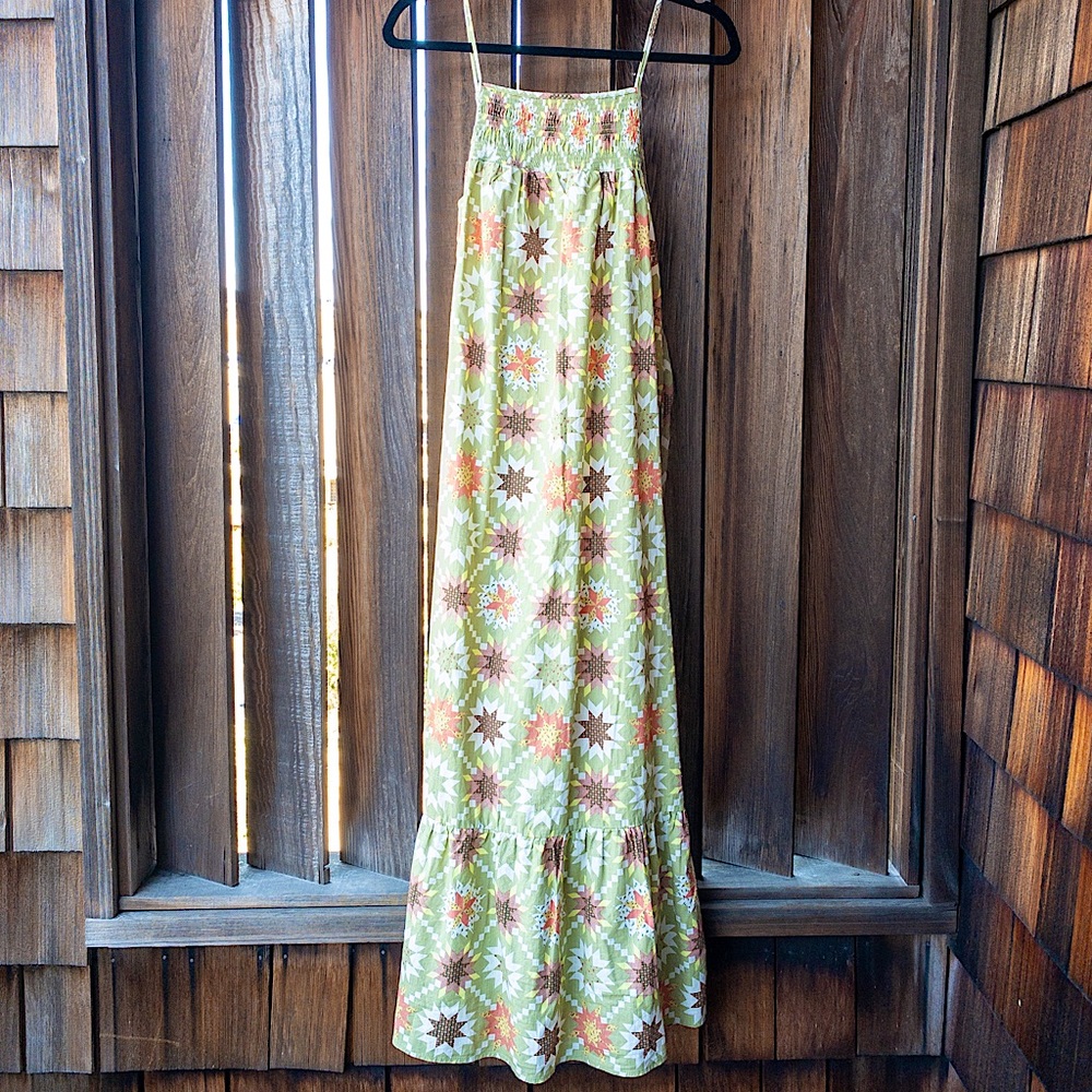 Earthy green patchwork dress